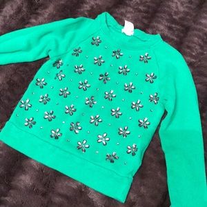Emerald green embellished sweatshirt
